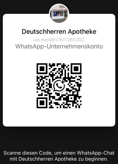WhatsAppQR QR für WhatsApp-Bestellungen bei der Deutschherren Apotheke